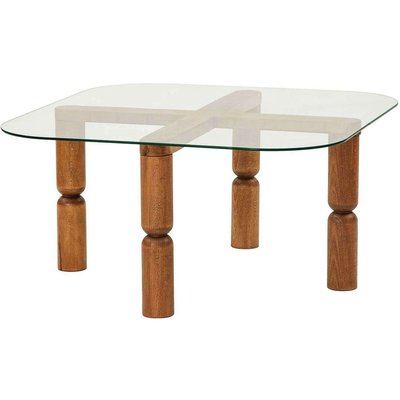 Table basse en bois massif et verre HANAH HOME