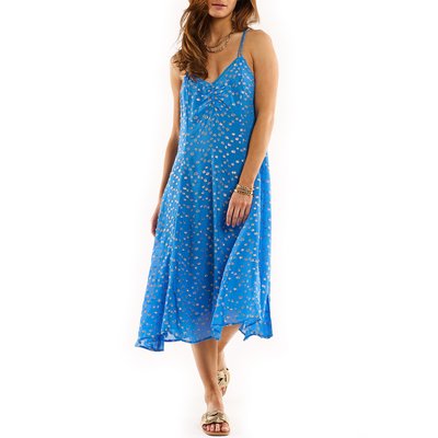 Robe bretelles longue col V avec broderies fil textile KENNY WILD
