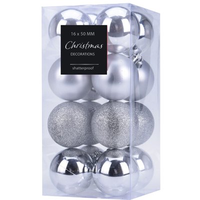 Set de 16 boules de Noël argentées - 5cm WADIGA