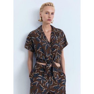 Chemise courte imprimée avec nœud MANGO