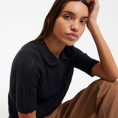 Pull col polo, chemise en fine maille LA REDOUTE COLLECTIONS