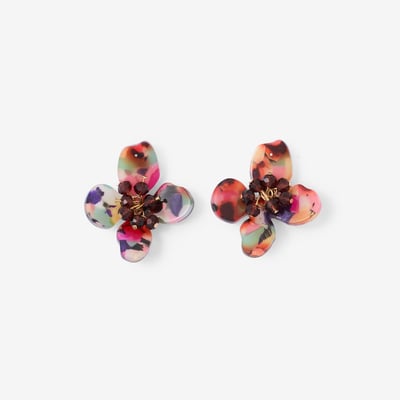 Boucles d'oreilles fleurs en résine multicolore BALABOOSTE