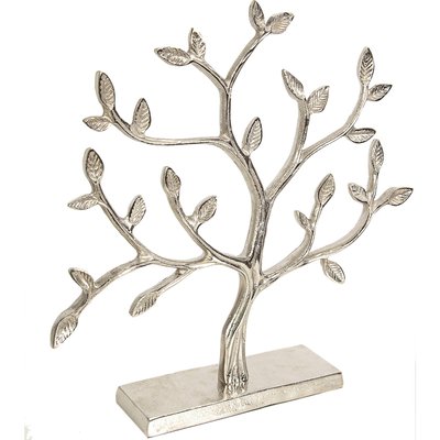 Sculpture arbre décoratif en aluminium argenté pour salon RECOLLECTION