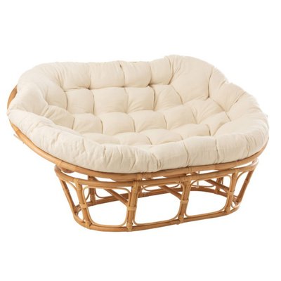 Fauteuil papasan double en rotin beige - MIKA HELLIN, DEPUIS 1862