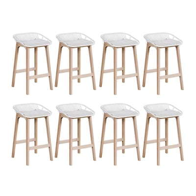 Lot de chaises d'îlot et bar en chêne et assise plastique 65cm MALMO | Lot de 8 MOB IN