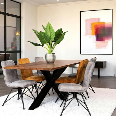 Table de repas moderne bordures naturelles pied central OKA PIER IMPORT