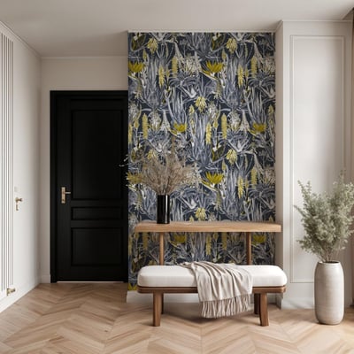 Papier peint tropical avec des plantes exotiques d'aloe vera - 85x260 cm (l x h) LA TOUCHE ORIGINALE
