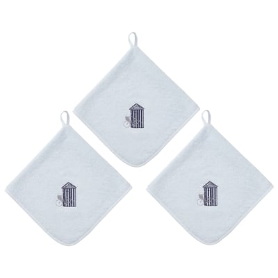 Lot de 3 torchons carrés en éponge coton BORD DE MER SENSEI MAISON