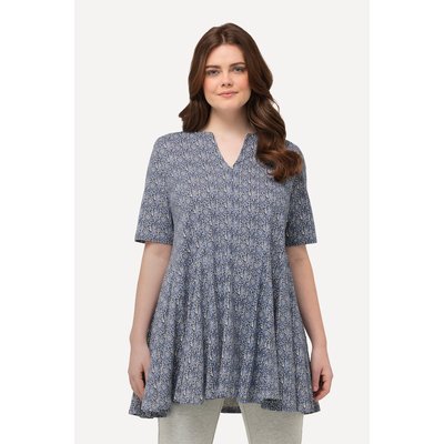 Long t-shirt à plis godet. Col tunisien et ULLA POPKEN