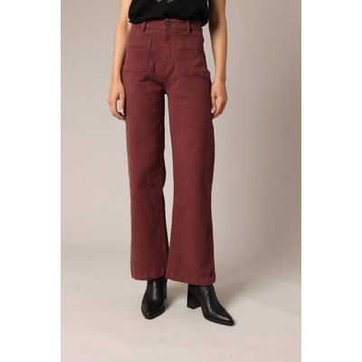 Pantalon droit taille haute à poches plaquées femme. LIZETTE DEELUXE