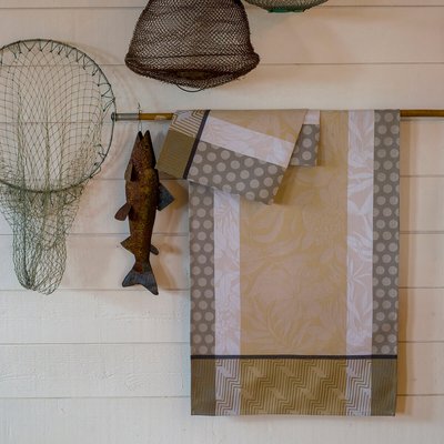 Chemin de table enduit en Coton, NATURE URBAINE LE JACQUARD FRANCAIS