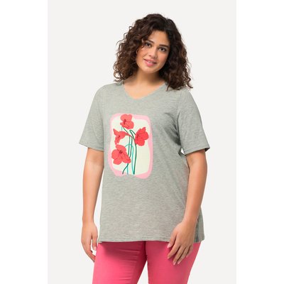 T-shirt, fleurs, coupe évasée, col V ULLA POPKEN