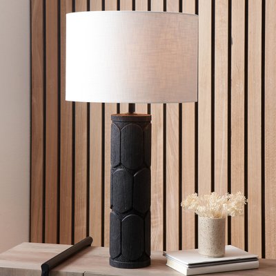 Aiden Embossed Wood Tall Table Lamp SO'HOME