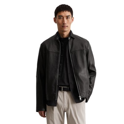 Veste en cuir de biker régulière en cuir d'agneau souple MARC O'POLO