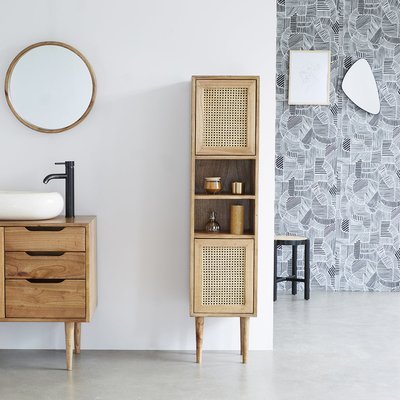 Colonne de salle de bain en bois massif et cannage  HANA BERAH GETAH