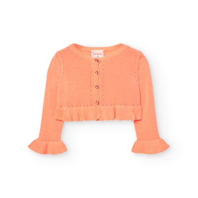 Gilet en maille avec col rond et volants BOBOLI