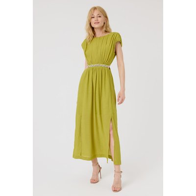 Robe longue au coloris vibrant avec ceinture ornée de perles EMELIE ARTLOVE