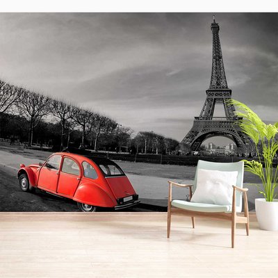 Papier peint 2 cv devant la tour Eiffel HEXOA