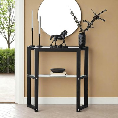 Console en verre et bois anthracite - 2 plateaux LHASA PIER IMPORT