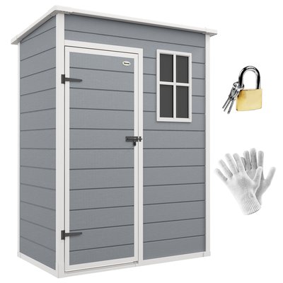 Abri de jardin - cabanon porte verrouillable, fenêtre - alu PP gris blanc OUTSUNNY