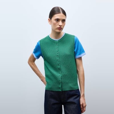 Cardigan sans manches en maille fantaisie MONOPRIX