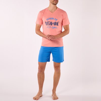 Pyjashort homme ETE corail/bleu ALAN BROWN