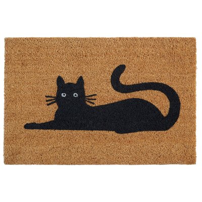 Black Cat Coir Doormat SO'HOME