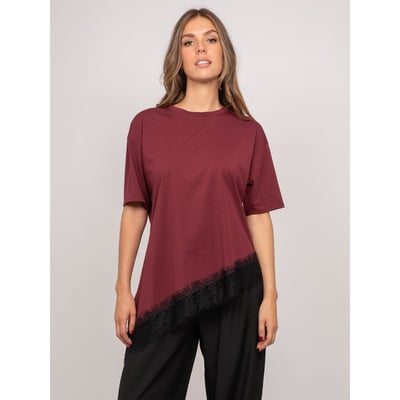 T-shirt Oversize Asymétrique Bordure Dentelle Forinel DONA LISA