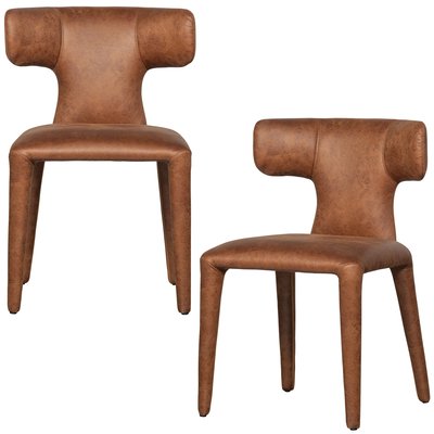 Lot de 2 chaises de table en similicuir PERMIT WOOOD