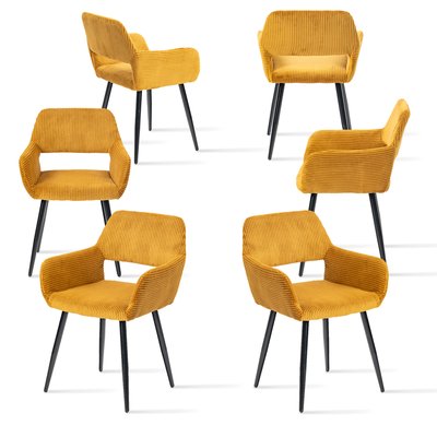 Lot de 6 chaises de salle à manger velours côtelé scandinave, CROMWELL MEUBLES COSY