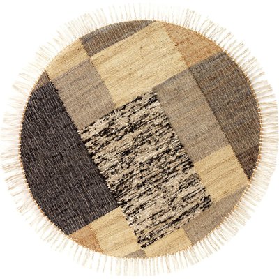 Tapis rond en jute laine et coton finition franges RECOLLECTION