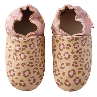 Chaussons bébé cuir souple léopard TICHOUPS