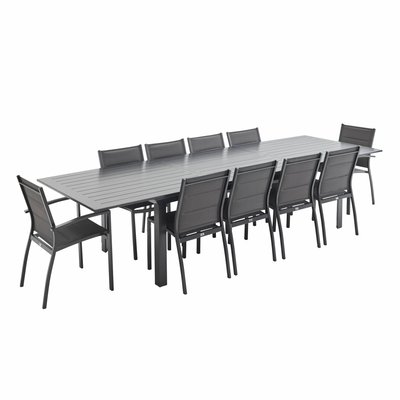 Table de jardin extensible aluminium 8 chaises 2 fauteuils ODENTON SWEEEK