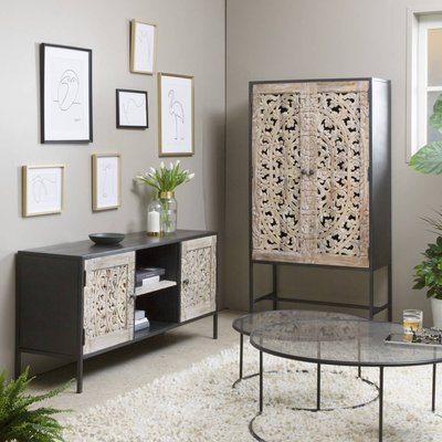 Armoire en bois de manguier blanchi  LILA MADE IN MEUBLES 