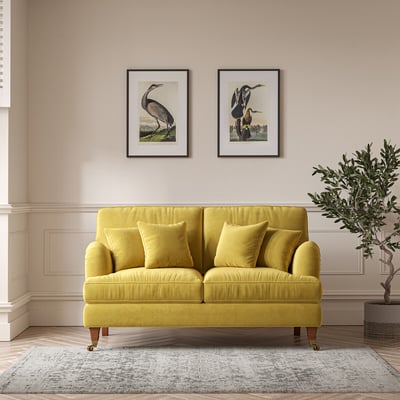 Emeline Textured Velvet 2 Seater Sofa with Castor Legs ÉDITÉ