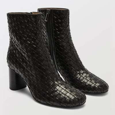Bottines à talon en cuir MONOPRIX