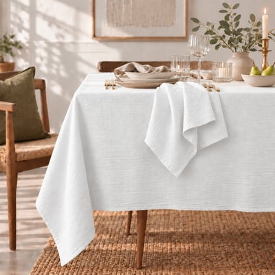 Nappe + 10 serviettes gaze de coton ALMA Made in Europe FEBRONIE