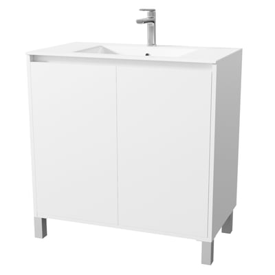 Meuble de salle de bains sur pieds avec 2 portes et vasque HOME MAISON