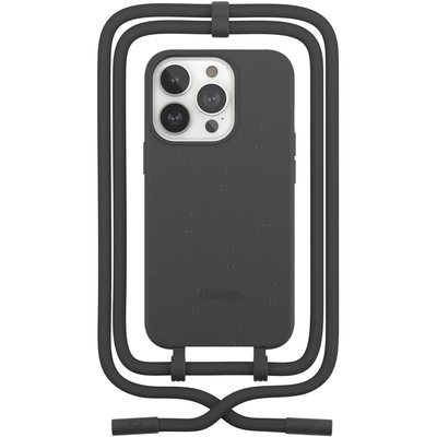 Etui avec cordon iPhone 14 Pro Max Tour de cou noir WOODCESSORIES