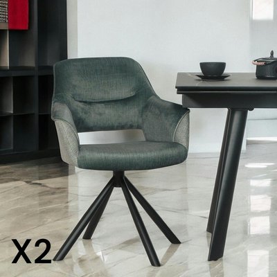 Fauteuil pivotant bi-matière, couleur lagon (lot de 2) IENA PIER IMPORT