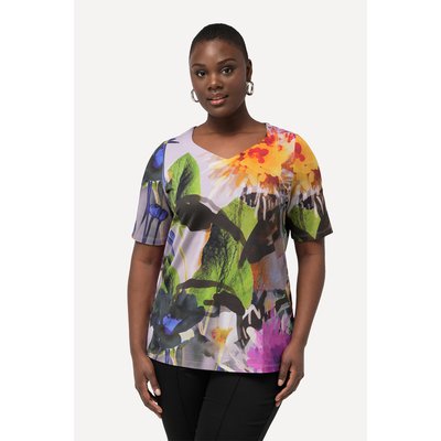 T-shirt floral en tissu fluide slinky à col ULLA POPKEN