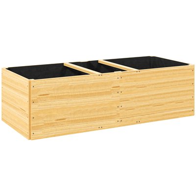 Jardinière en bois carré potager 3 compartiments 140 x 60 x 40cm OUTSUNNY