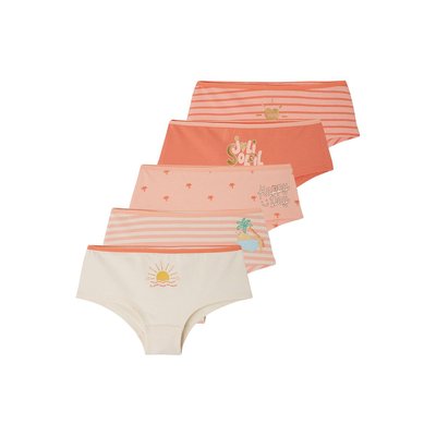 Lot de 5 shorties "summer" en coton bio VERTBAUDET
