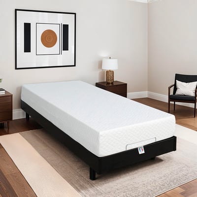 Ensemble Matelas Mousse Accueil Mémoire de forme + Sommier électrique Flex 90x200 cm BELLECOUR