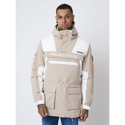 Manteau avec empiècement bi-matière poches plaquées réfléchissant PROJECT X