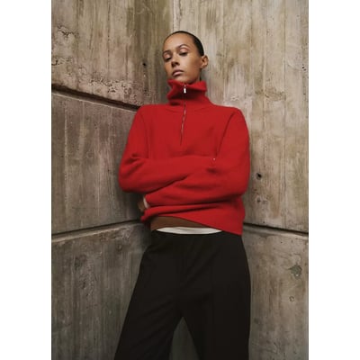 Pull col contrasté à zip MANGO