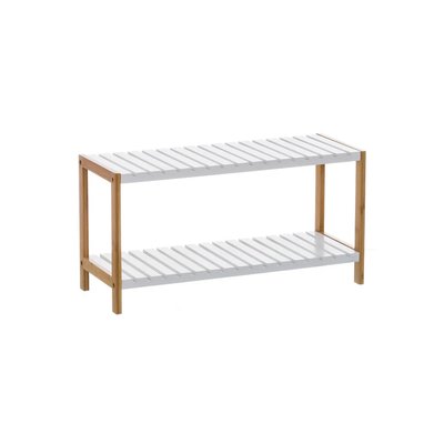 Étagère à chaussures bambou blanc 2 étages - 70x26x36cm WADIGA