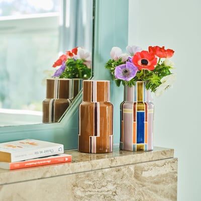 Vase en faïence, peint à la main, hauteur 23 cm, SEKMO LA REDOUTE INTERIEURS