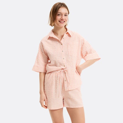 Signatures Aimée Gingham Seersucker Canvas Short Pyjamas LA REDOUTE COLLECTIONS