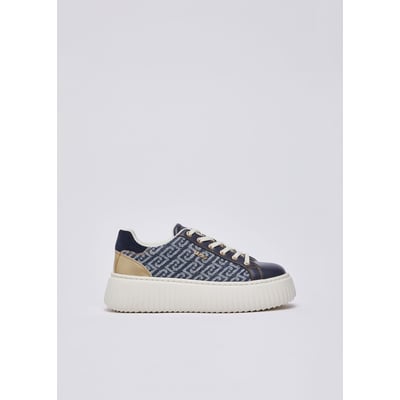 Sneakers à plateforme en denim monogramme LIU JO